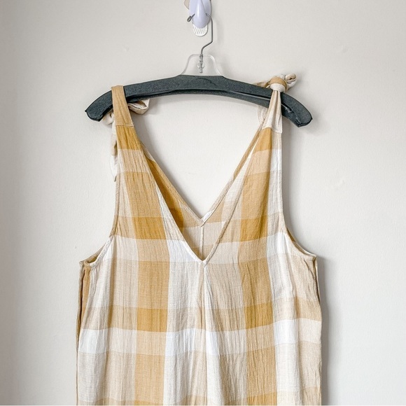 Free PEOPLE Don’t You Want This Check Jumpsuit in Citron Combo Yellow Sz XS - Picture 4 of 7